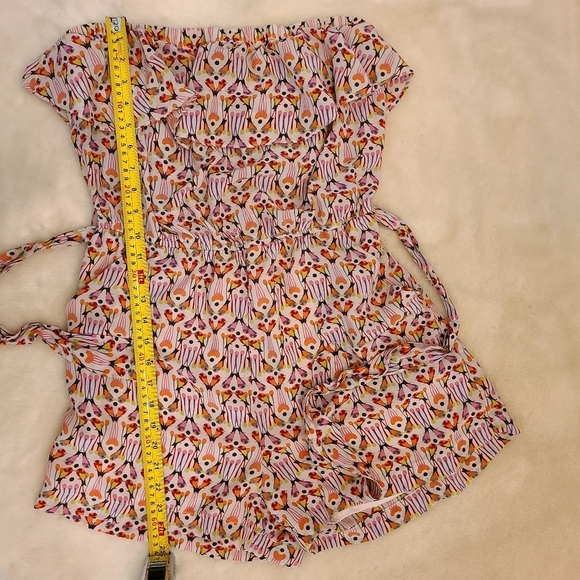 Charlie Jade floral strapless silk romper with ruff top lined bottom size M - Picture 7 of 9